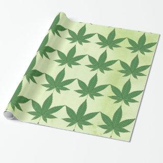 Weed Leaf Green on Light Green Parchment Look