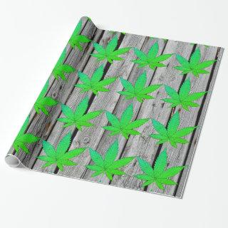 Weed Leaf on Rustic Wood Fence Personalized
