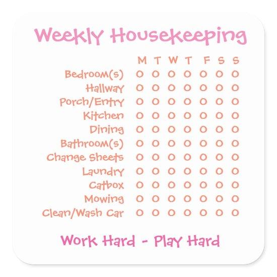 Weekly Chores List Square Sticker