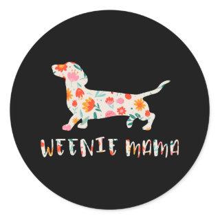 Weenie Mama Dachshund floral Classic Round Sticker