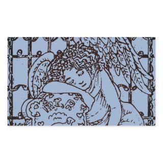 WEEPING GUARDIAN ANGEL, CEMETERY MOURNING SYMPATHY RECTANGULAR STICKER