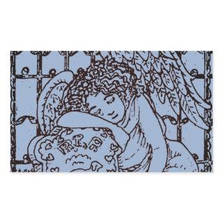 WEEPING GUARDIAN ANGEL, CEMETERY MOURNING SYMPATHY RECTANGULAR STICKER