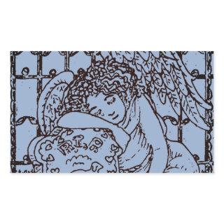 WEEPING GUARDIAN ANGEL, CEMETERY MOURNING SYMPATHY RECTANGULAR STICKER