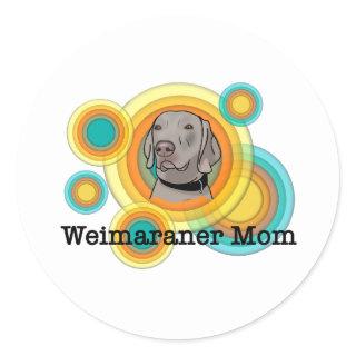 Weimaraner mom retro colorful design classic round sticker