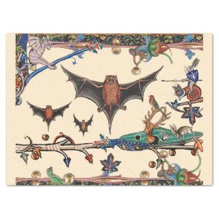 WEIRD MEDIEVAL BESTIARY,FLYING BATS FOREST ANIMALS TISSUE PAPER