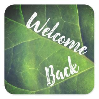 Welcome Back Bright Green Leaf Volunteer Employee Square Sticker