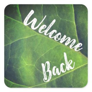 Welcome Back Bright Green Leaf Volunteer Employee Square Sticker