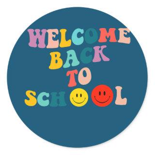 Welcome back to school autumn teacher student classic round sticker
