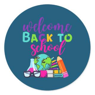 Welcome Back To School With Design For Teacher Classic Round Sticker