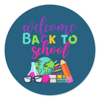 Welcome Back To School With Design For Teacher Classic Round Sticker