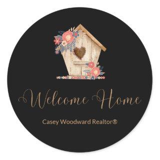 Welcome Home Realtor Personalized in Black Color Classic Round Sticker