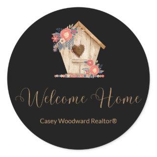 Welcome Home Realtor Personalized in Black Color Classic Round Sticker