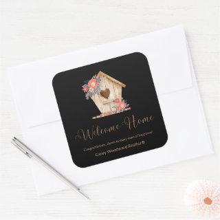 Welcome Home Realtor Personalized in Black Color Square Sticker