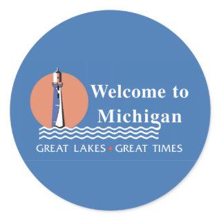 Welcome to Michigan - USA Road Sign Classic Round Sticker