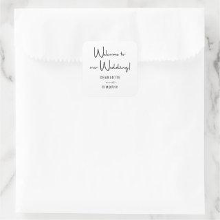 Welcome to our Wedding Minimal Script  Square Sticker