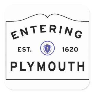 Welcome to Plymouth MA town Square Sticker