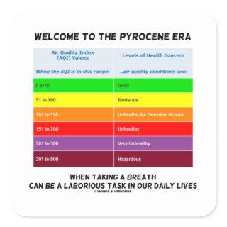 Welcome To Pyrocene Era Air Quality Index Geek Square Sticker