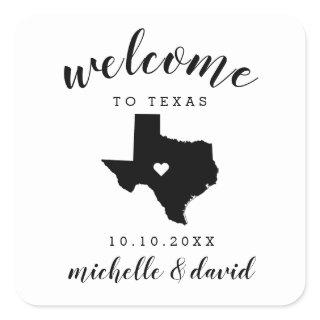 Welcome to Texas | Wedding custom favor Square Sticker