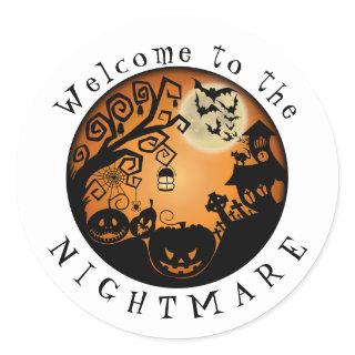 Welcome to the Nightmare Halloween Pumpkin Custom Classic Round Sticker