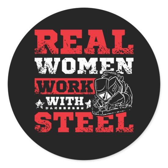 Welding Women Classic Round Sticker