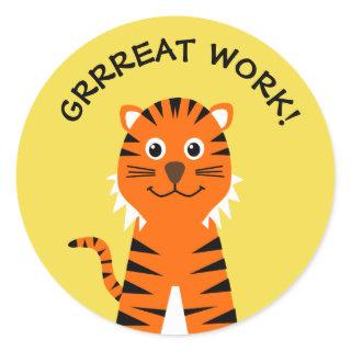 Well done tiger teachers yellow classic round sticker