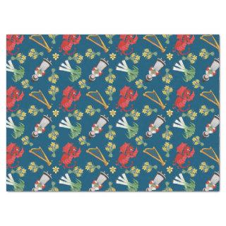 Welsh Costume and Emblems on Blue Tissue Paper