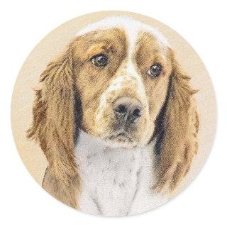 Welsh Springer Spaniel Painting - Original Dog Art Classic Round Sticker