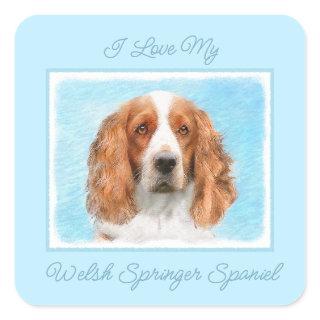 Welsh Springer Spaniel Painting - Original Dog Art Square Sticker