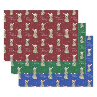 Welsh Terrier Christmas Paw Prints Assorted Colors  Sheets