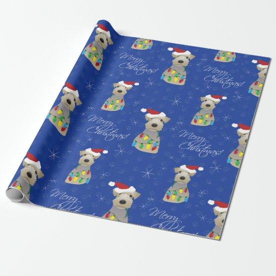 Welsh Terrier Paw Prints Blue Christmas