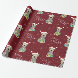 Welsh Terrier Paw Prints Red Christmas