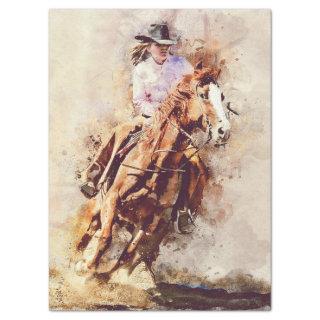 Western Barrel Racing Cowgirl Decoupage Tissue Paper