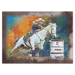 Western Barrel Racing Cowgirl Decoupage Tissue Paper