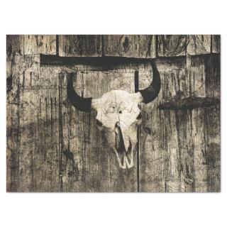 Western Bull Skull Barn Wood Sepia Vintage Rustic Tissue Paper