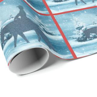 Western Cowboy Cowgirl Horse Winter Scene Wrapping