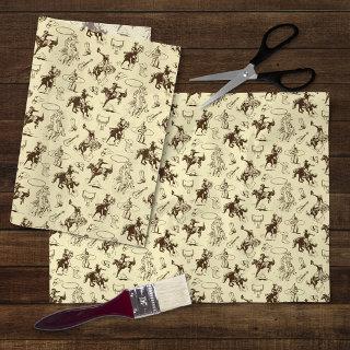 Western Cowboy Rodeo Horses Decoupage Tissue Paper