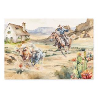 Western decoupage - cowboy outride country desert  sheets