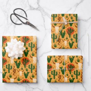 Western Desert Skulls Cactus Snakes Rustic Pattern  Sheets