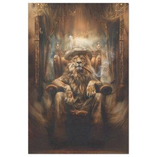 Western Lion in Kings Chair Decoupage Tissue Paper