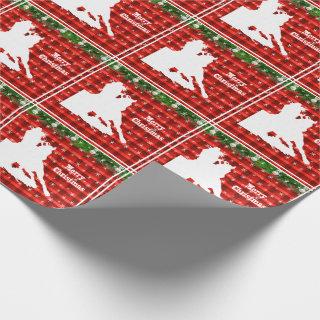 Western Rodeo Cowgirl Barrel Racing on Red Plaid