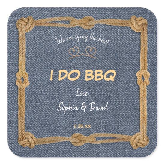 Western Rope We Tied The Knot BBQ Reception Square Sticker