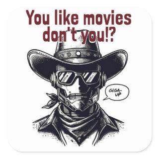 Western style cowboy design square sticker
