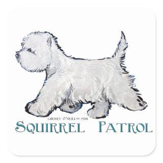 Westie Squirrel Patrol Square Sticker