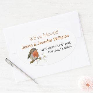 We've Moved Change of Address New Home Robin Oval Sticker