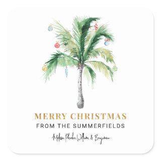 We've Moved Christmas Holidays Palm Tree Square Sticker