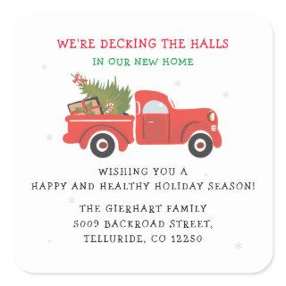 We've Moved Christmas Moving Announcement Square Sticker