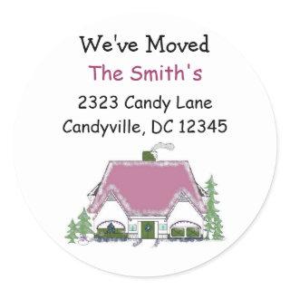 We've Moved Cozy House Classic Round Sticker