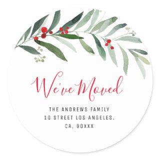 we've moved holiday fern address sticker