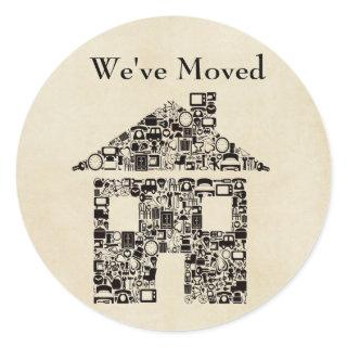 We've Moved House Sticker/Label Classic Round Sticker