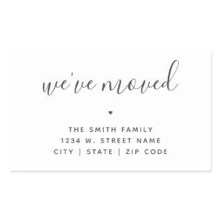 We've Moved Modern Minimalist Calligraphy New Home Rectangular Sticker